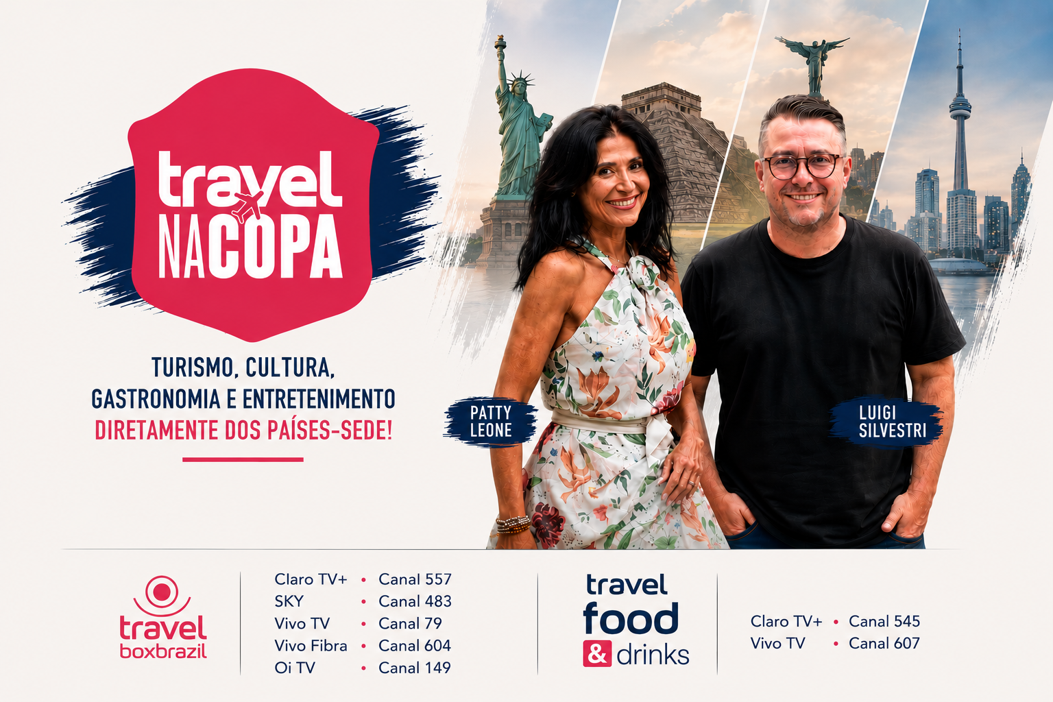 Patty Leone e Luigi Silvestri comandam o projeto Travel na Copa, que une turismo, cultura e futebol durante o Mundial. - Reprodução Instagram